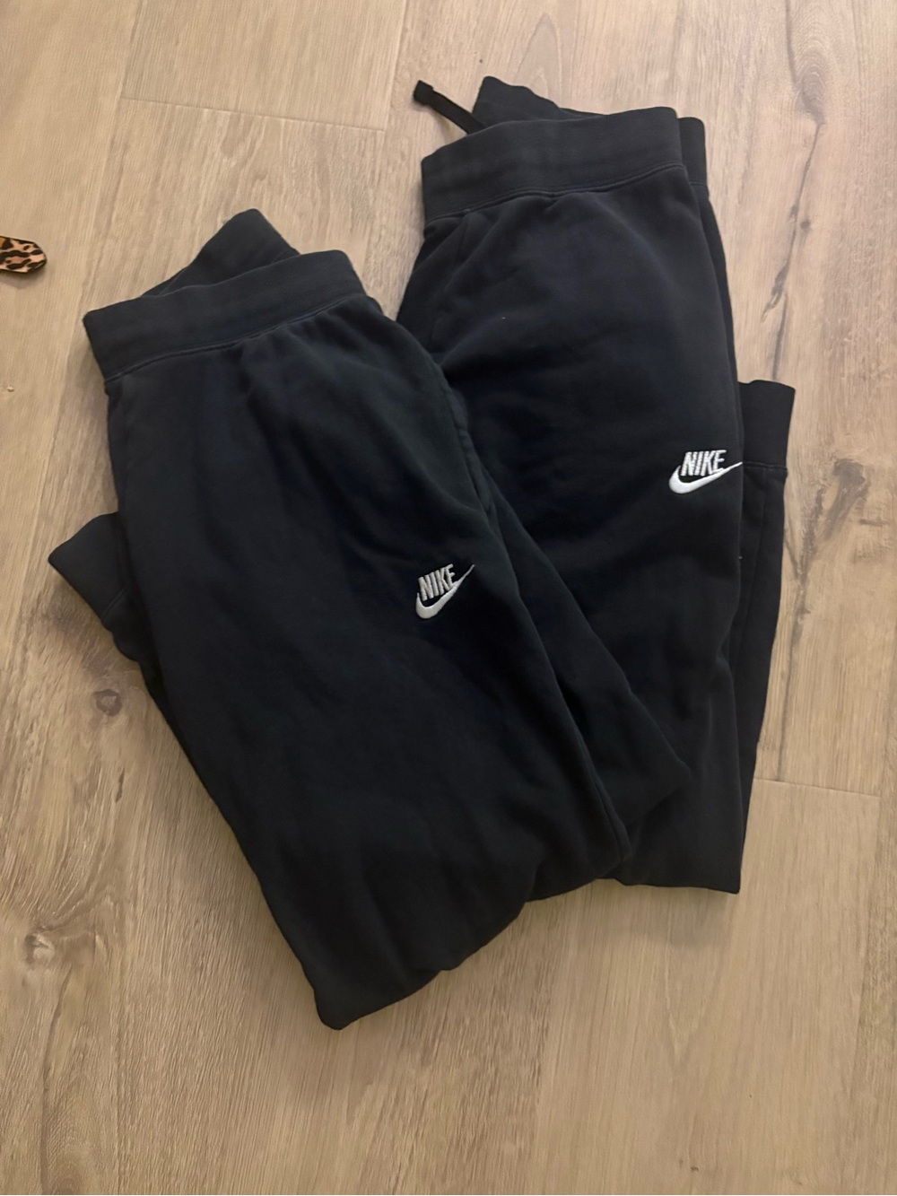 Nike Black Kids Fleece Joggers with White Swoosh